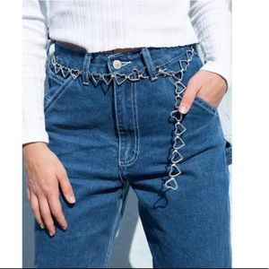 Brandy Melville Silver Heart Chain Belt